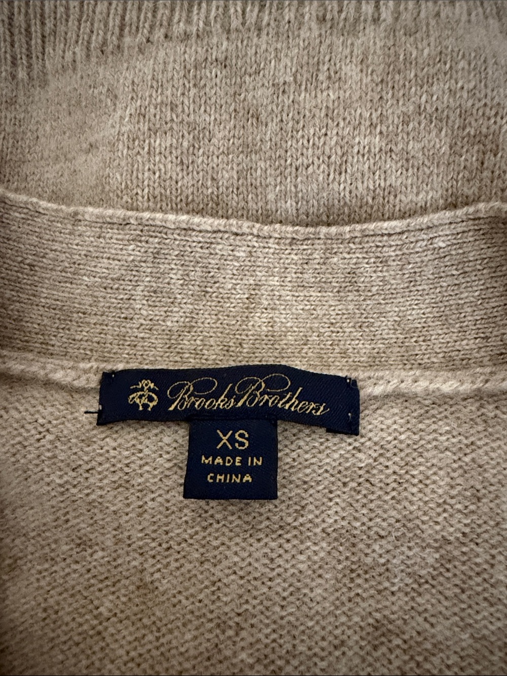 Brooks Brothers Argyle Button-Front 100% Lambswool Cardigan Sweater Tan XS - Picture 8 of 9